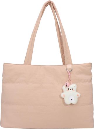 Generic Cymwer Women Quilted Tote Bag Large Shoulder Bag Work Bag for Travel Work (Pink)