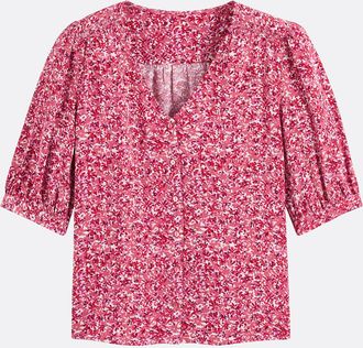 La Redoute Collections Blouse met V-hals, elleboogmouwen en bloemenprint