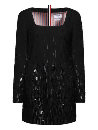 Thom Browne sequinned mini dress - women - Wool/Silk - 38 - Black