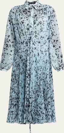 Proenza Schouler Jones Printed Crinkle Chiffon Pleated Dress