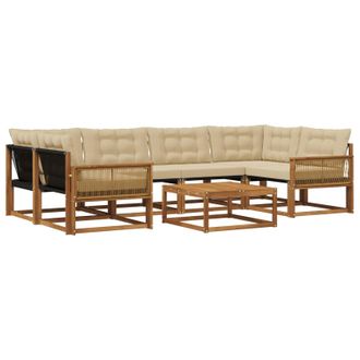 vidaXL Conjunto De Sof&aacute;s De Exterior Con Coj&iacute;n 7 Pcs Natural Y Beige Vidaxl