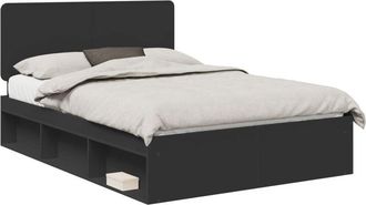 vidaXL Bed Frame with Headboard Black 150 x 200 cm Solid Pine Wood vidaXL