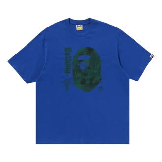 A Bathing Ape Floral Solid Camo Ape Head Relaxed Fit Tee Blue 1K80-110-315-BLUE