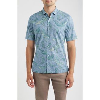 Tori Richard Marine Mosaic Button Down Shirt in Seaspray at Nordstrom, Size Xx-Large