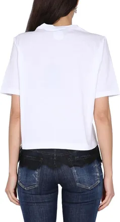 Dsquared2 Logo-Printed Cropped Cotton T-Shirt - White