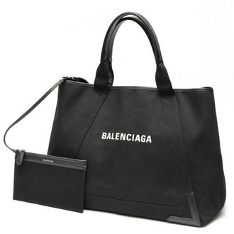 Balenciaga Black Canvas Leather Pouch Tote Bag (Pre-Owned)