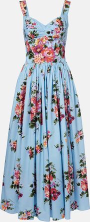 Dolce & Gabbana Abito bustier in cotone con stampa floreale