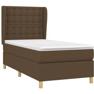 vidaXL Vidaxl - Cama Box Spring Con Colch&oacute;n Tela Marr&oacute;n Oscuro 80x200 Cm