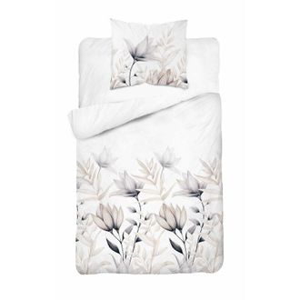 OEM Ropa De Cama De Sat&eacute;n 140x200 Con Flores Claras En Beige