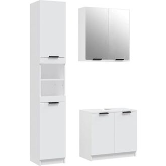 vidaXL Set De Muebles De Ba&ntilde;o 3 Piezas Madera Contrachapada Blanco Vidaxl
