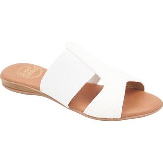 Andr&eacute; Assous Noor Raffia Slide Sandal in White at Nordstrom Rack, Size 11
