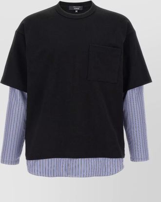 Comme Des Gar&ccedil;ons layered crew neck t shirt striped sleeves