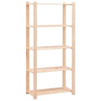 Berkfield Home Durable 5-Tier Storage Racks 2 pcs 80x38x170 cm Solid Pinewood 250 kg in Beige | Size: 80 x 38 x 170 cm