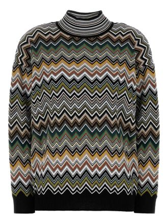 Missoni zigzag-pattern high-neck sweater - women - Viscose/Wool/Polyester - 38 - Brown