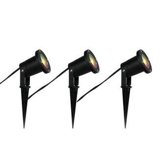 QAZQA Moderno Juego De 3 Focos De Jard&iacute;n Inteligentes Negros Con Cable Y Enchufe De 230cm Ip65 - Basic Aluminio /vidrio Redonda Adecuado Para Led Max. 3 X 4