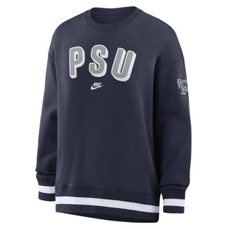 Nike Penn State Legacy Phoenix Nike Womens College Oversized Pullover Crew in Blue | 040H044PPSV-CGZ
