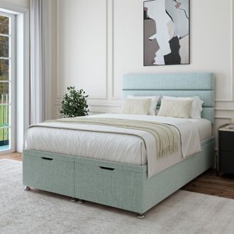 Bedmaster Linen Ottoman Divan Base in Duck Egg Blue | Size: King