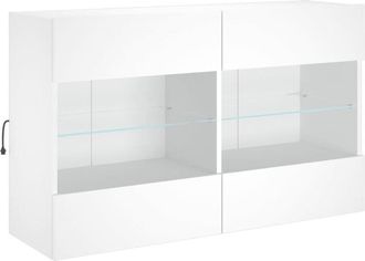 vidaXL TV Wall Cabinet with LED Lights White 98.5x30x60.5 cm vidaXL