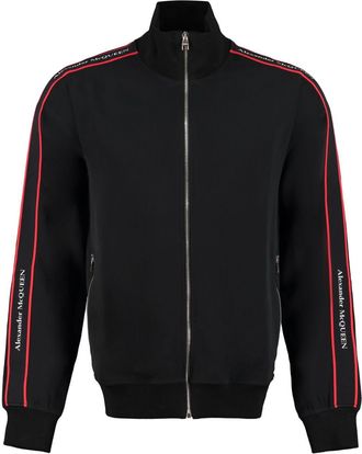 Alexander McQueen logo-print track jacket - men - Cotton/Cotton/Polyamide/Polyester/Spandex/Elastane/Viscose - S - Black