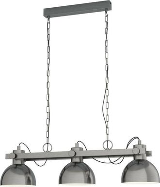 Eglo Eglo Lubenham 3 Lamp Straight Bar Pendant Ceiling Light Nickel-Antique, Creme