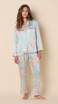 The Cats Pajamas Silk Pajama Set in Moonlit Garden at Nordstrom, Size X-Small