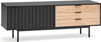 Teulat Mueble de tv 1 puerta 3 cajones negro y roble