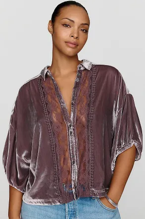 Pilcro Quincy Velvet Lace Blouse