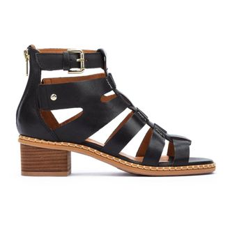 Pikolinos Blanes Sandal - Dames - Sandalen met hakken - Zwart - 35 EU - Leer - Schoenen