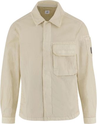 C.P. Company Technical Cotton-Blend Shirt - Heren - Casual Overhemden - Beige - M - Katoen - Overhemden