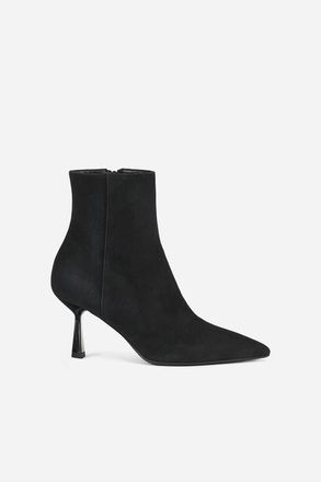 AGL Alla Bootie Heeled Ankle Boot in Velour in Black at Nordstrom, Size 38.5
