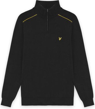 Lyle & Scott Golf Tipped Quarter Zip Jumper - Heren - Coltruien - Zwart - L - Wol - Truien & Vesten