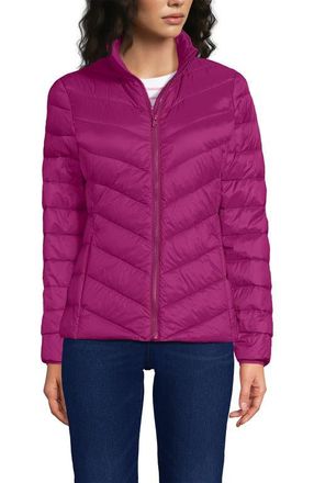 Lands End Wanderweight Ultralight Packable Chevron Quilted Down Jacket in Light Raspberry Sorbet at Nordstrom, Size X-Small
