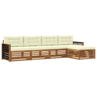 vidaXL Conjunto De Sof&aacute;s De Exterior Con Coj&iacute;n 5 Pcs Natural Y Crema Vidaxl