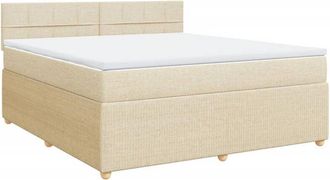 vidaXL Cama Box Spring Con Colch&oacute;n Tela Color Crema 180x200 Cm Vidaxl