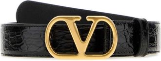 Valentino Garavani Black Vlogo Buckle Belt
