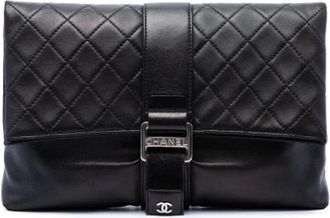 Chanel Pre-owned Flap Clutch - Dames - Vintage Clutch - Zwart - ONE Size - Leer - Vintage