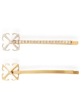 Off-white Arrow hair clip (set of two) - women - glass/Brass - One Size - Gold