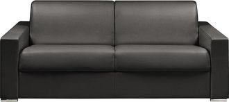 Vente-Unique Sof&aacute; cama de 4 plazas tipo italiano de piel sint&eacute;tica CALITO - Negro - Cama de 160 cm - Colch&oacute;n de 22 cm con memoria de forma