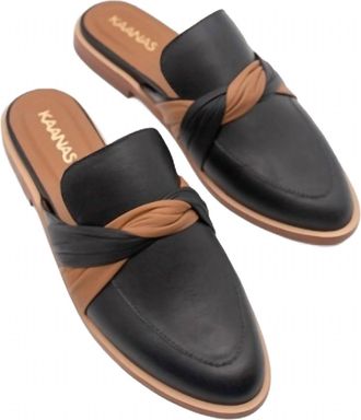 Kaanas Caoba Mule With Contrast Twisted Band Sandals In Black