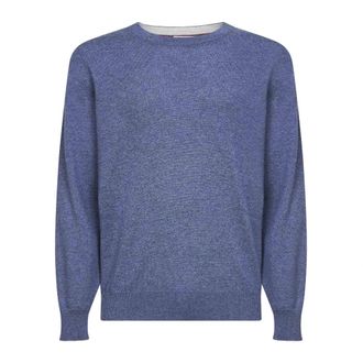 Brunello Cucinelli Cashmere Knitwear, male, Blue, M, Cashmere Crewneck Jumper