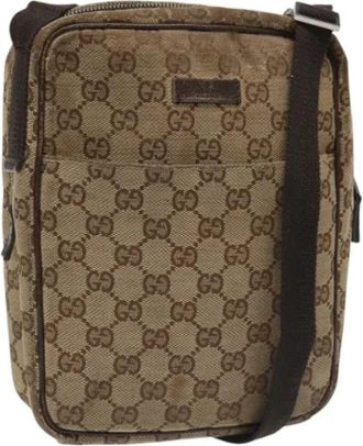 Gucci Pre-owned Canvas gucci-bags - Dames - Vintage Schoudertas - Beige - ONE Size - Leer - Vintage