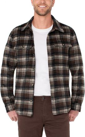 Liverpool L.A. Plaid Shirt Jacket in Ptty/Brown/Black Ml at Nordstrom, Size Xx-Large
