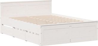 vidaXL Bed Frame without Mattress with Headboard White 150x200 cm King Size Solid Wood Pine Vidaxl