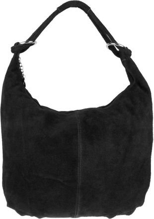 Girly HandBags Womens Hobo Italian Suede Leather Shoulder Bag - Black
