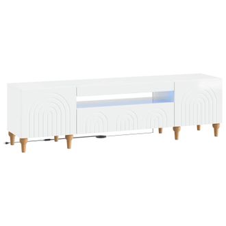 vidaXL Mueble De Tv Led Blanco Brillante Madera De Ingenier&iacute;a Vidaxl