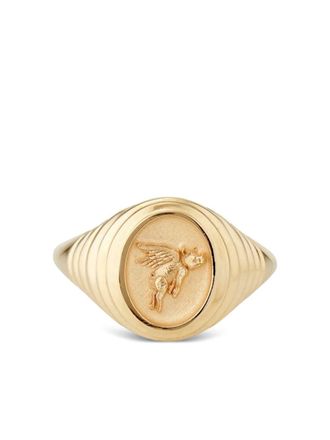 Retrouvai 14K yellow gold Flying Pig Fantasy ring - women - 14kt Yellow Gold - 5