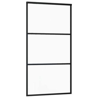 Berkfield Home Sliding Door with Hardware Set ESG Glass&Aluminium 102x205 cm in Black