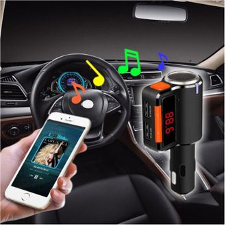 Trade Shop Trade Shop - Transmisor Manos Libres Bluetooth Con Pantalla Fm Reproductor Mp3 Usb Modulador De Coche