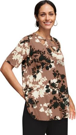 Jessica London Stretch Knit Cutout Swing Tunic in Mocha Graphic Floral at Nordstrom, Size 28