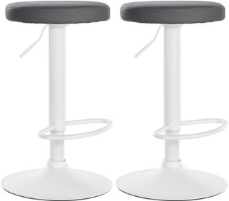 Clp Clp - Set De 2 Taburetes De Bar Ponte En Polipiel Gris Metal Blanco Mate